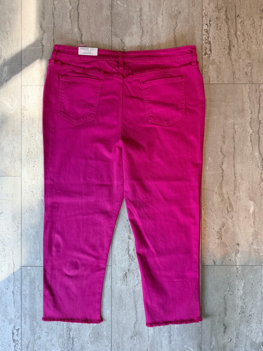 NWT Chico's “Crushed Berries” So Slimming Girlfriend Slim Leg Jeans Size 3